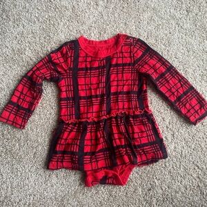 Lullaby Lane Plaid Ruffle Onesie Baby Girl Christmas Outfit Long Sleeve Soft